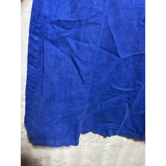 Vintage Blue Cactus Maxi Dress Linen Southwestern Painted NEW Dead Stock Buttons - Picture 2 of 9